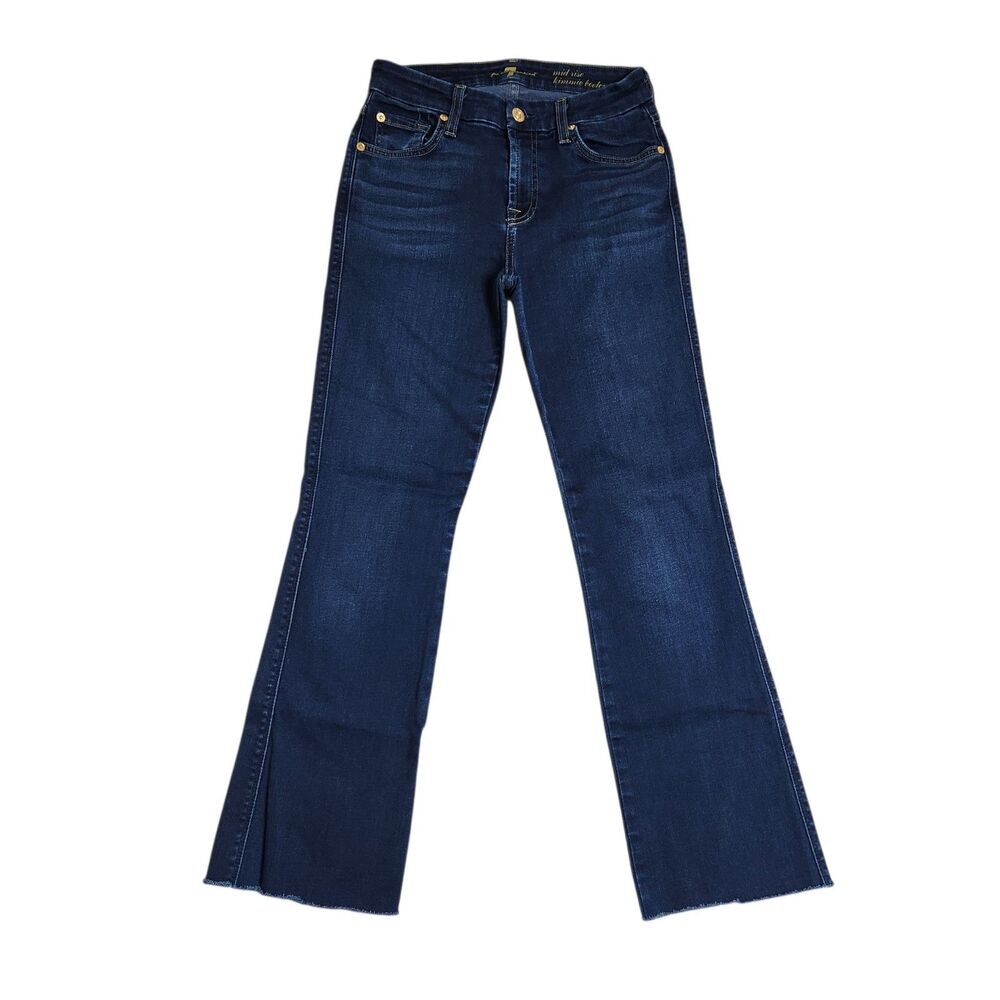 7 For All Mankind Kimmie Jeans Size 26 Bootcut Mid Rise Dark Wash Raw Hem Denim